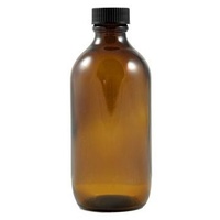 Amber Round Glass Bottle with Lid - 200 ml