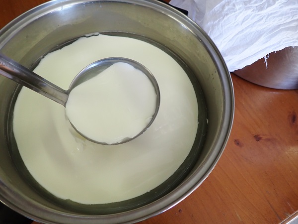 Ladling the curd
