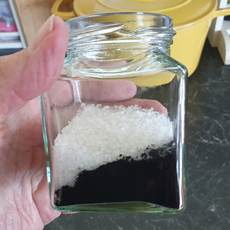 Chease salt mixed with activated charcoal